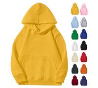 Girls Hoodie Microfleece Oversized Pullover Plain Hooded Jumper Shirt Long Sleeve Anti-Pill Sweatshirt Casual Fashion Hoodie Lightweight Girls Clothes Unisex School Uniform (Yellow, 13-14 Years)