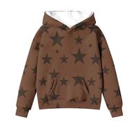 Girls Hoodie with Pocket Star Print Pullover Cotton Hooded Jumper Warm Sweatshirt Coats Long Sleeve Top Casual Activewear Long Sleeve Clothing (Coffee-2, 3-4 Years)