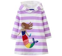 Girls Hoodies Dresses Unicorn Rainbow Flowers Jumper 100% Cotton Hooded Sweatshirts Casual Long Sleeve Shirt Dress for Little Kids 2-3 Years