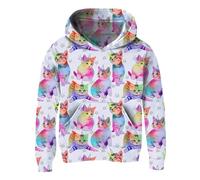 Girls Hoodies Kids Jumper Long Sleeve Pullover Toddler Hooded Top 3D Printed Sweatshirt Funny Clothes with Pocket Black Mermaid 5-14 Years