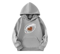 Girls Hoodies Kids Pullover Football Print Hooded Sweatshirt Casual Warm Fleece Jacket Athletic Toddler Teen Age 3 to 14 Years(Grey, 5-6 Years)
