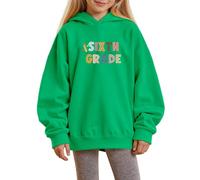 Girls Hoodies Print Pullover Long Sleeve Soft Comfortable Sweatshirt Jumper Top for Everyday School Parties Cosy Seasons Ages 1-14(Green, 5-6 Years)