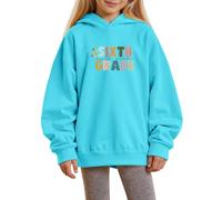 Girls Hoodies Print Pullover Long Sleeve Soft Comfortable Sweatshirt Jumper Top for Everyday School Parties Cosy Seasons Ages 1-14(Sky Blue, 5-6 Years)