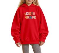 Girls Hoodies Print Pullover Long Sleeve Soft Comfortable Sweatshirt Jumper Top for Everyday School Parties Cosy Seasons Ages 1-14(Red, 11-12 Years)