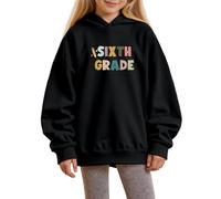 Girls Hoodies Print Pullover Long Sleeve Soft Comfortable Sweatshirt Jumper Top for Everyday School Parties Cosy Seasons Ages 1-14(Black, 11-12 Years)