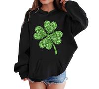Girls Hoodies & Sweatshirts - Cozy Soft Graphic Hoody for Kids Long Sleeve Pullover Top with Saint Patrick's Day Theme Comfortable Everyday Wear for Girls and Boys (Black, 3-4 Years)