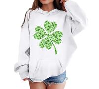 Girls Hoodies & Sweatshirts - Cozy Soft Graphic Hoody for Kids Long Sleeve Pullover Top with Saint Patrick's Day Theme Comfortable Everyday Wear for Girls and Boys (White, 8-10 Years)