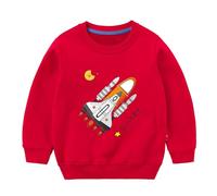Girls Hoodies Winter Warm Fleece Pullover Pocket Cute Horse Print Long Sleeve Casual Hooded Sweatshirt Toddler Kids Age 4 to 14 Years(Red, 4-5 Years)