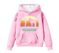 Girls Hoodies Winter Warm Fleece Pullover Pocket Cute Horse Print Long Sleeve Casual Hooded Sweatshirt Toddler Kids Age 4 to 14 Years(8-9 Years) Pink