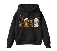 Girl'S Hoodies With Pocket Christmas Cute Printing Hooded Sweatshirt Long Sleeve Activewear Pullover Jumper Outdoor Xmas Holiday Outerwear Top Classic-Fit Thermal Child Hoodie Sweatshirts Black
