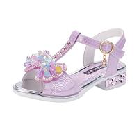 Girls House Shoes Thick Soles With Butterfly Sandals Summer Toe Student Dance Princess Shoes (Purple, 11 Little Child)