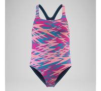 Speedo Girl's Hyperboom Print Medalist One Piece Swimsuit, Blue, 6