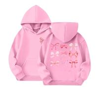 Girls’ “I’m Just A Girl” Bow Graphic Hoodie, Cute Long Sleeve Pullover with Hood & Kangaroo Pocket, Soft Casual Sweatshirt for Girls Age 3-14 Pink