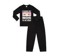 Girls I Paused My Anime To Be Here Long Cotton Pyjamas Gaming PJs For Kids (15-16 Years) Black