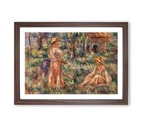 Girls in A Landscape by Pierre-Auguste Renoir Framed Print | A2 Walnut Framed Wall Art | Ready to Hang | Modern Nature Picture | Living Room Bedroom Lounge Office