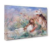 Girls In The Grass By Pierre Auguste Renoir Canvas Print | Gallery Wrapped 30mm Frame Wall Art | 30x20 inches | Ready to Hang | Impressionist Picture | Living Room Bedroom Lounge Office