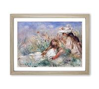 Girls In The Grass By Pierre Auguste Renoir Classic Painting Framed Wall Art Print, Ready to Hang Picture for Living Room Bedroom Home Office Décor, Oak A2 (64 x 46 cm)