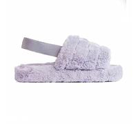 Girls Infant Toddler Babies Fluffy Slippers Mules Furry Open Toe Slingback Indoor House Lounge Bedroom Home Fur Shoes Sandals Size Lilac
