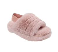 Girls Infant Toddler Babies Fluffy Slippers Mules Furry Open Toe Slingback Indoor House Lounge Bedroom Home Fur Shoes Sandals Size Pink