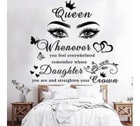 Girls Inspirational Wall Stickers Wall Art Quote Queen Wall Decals Positive Motivational Butterfly Decor Eyes Wall Sticker for Women Girls Bedroom Living Room Beauty Salon Home Decor.