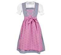 Girls Isar-Tracht Children Dirndl Bavarian Dress in Navy and Pink with Blouse, 110