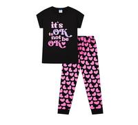 Girls Its OK Not To Be OK Long Cotton Pyjama Set Kids PJs (8-9 Years) Black