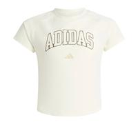 adidas Girl's Sport Seasonals Collegiate Typography Junior Girls Shirt, Off White/White, 9-10 Years
