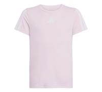adidas Girl's Train Essentials 3-Stripes T-Shirt, Clear Pink/White, 13-14 Years