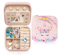 Girls Jewellery Box Pink Unicorn Jewellery Box Kids Travel Jewellery Case with Mirror Unicorn Gifts Girls Birthday Gifts Jewellery Organizer for Display Storage Ring Pendant Earring Necklace Bracelet
