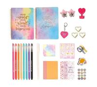 Girls Journal Kit - 98 Piece Creative Diary Set for Kids | Scrapbooking Art Supplies with Notebooks, Stickers, Pens & Hair Clips, Fun Craft Activity for Boys and Girls