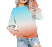 Girls Jumper Sweatshirt Cute Gradient Printed Long Sleeves Sweatshirts Casual Crew Neck Fall Winter Pullover Tops Toddler Clothes Casual Comfy Fleece Jumper School Warm Teen Girl Coat