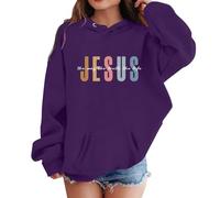 Girls Jumpers Cute Letter Print Sweatshirts Fleece Jumper Soft Fashion UK Fall Clothes Casual Activewear for Boys Age 2-13 Years Purple