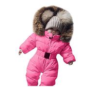 Girls Jumpsuit Infant Outerwear Hooded Jacket Snowsuit Coat Baby Romper Warm Girls Coat&Jacket Children Snow Suits (A 1-Hot Pink, 0-3 Months)