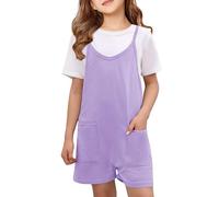 Girls Jumpsuit Spring Summer Autumn Sleeveless Casual Jumpsuit Spaghetti Strap Shorts with Pocket Jumpsuit 1yr Old Baby Girl Clothes (Purple, 3-4 Years)