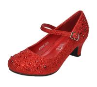 Girls Junior Spot On Sparkly Kitten Heel Party Shoes H3046 - Red Synthetic Glitter - UK Size 10 - EU Size 28 - US Size 11