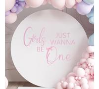 Girls Just Wanna Be One Backdrop Stickers Pink Ribbon First Birthday Party Decoration Girl 1st Birthday Balloon Arch Stickers