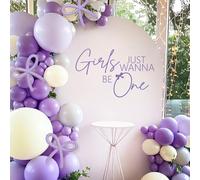 Girls Just Wanna Be One Birthday Decorations - Girls Just Wanna Be One Decal, Purple Bow Sign for Backdrop Balloons Arch, Purple Bow First Birthday Decoration for Girl, 1st Party Banner Supplies