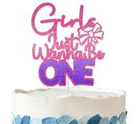 Girls Just Wanna Be One Cake Topper - Glitter Girls Just Wanna Be One Birthday Party Decorations for Girls 1st Party Supplies