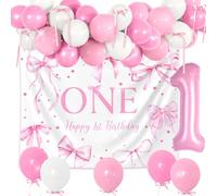 Girls Just Wanna Be One Girl 1st Birthday Banner Bow One Decorations 1st Birthday Sign Pink Bow Party Decorations
