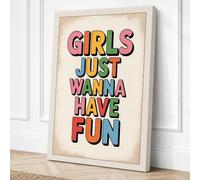 Girls Just Wanna Have Fun Canvas Wall Art Print 36x24 Inch (91 x 61 cm)