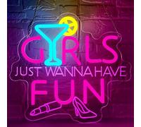 Girls Just Wanna Have Fun Neon Sign for Wall Decor LED Neon Light Up Sign