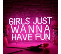 Girls Just Wanna Have Fun Neon Sign for Wall Decor, Retro Style Pink LED Neon Signs, Wedding Party Girl Neon Light Sign,USB Powered for Teen Bedroom Aesthetic Wedding Party Christmas Birthday