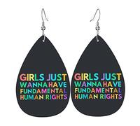 Girls Just Wanna Have Fundamental Rights Leather Earrings For Women Dangle Earring Drop Pendant With Hook Gifts For Adult Girl
