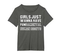 Girls Just Wanna Have Fundamental Rights T-Shirt, Women's Plus, Asphalt Grey, 2X