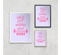 Girls Just Wanna Have Guns Art Print - A2 - Wood Frame