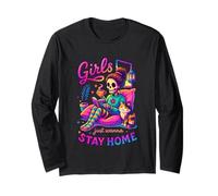 Girls Just Wanna Stay Home Cozy Skeleton Long Sleeve T-Shirt