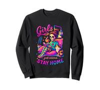 Girls Just Wanna Stay Home Cozy Skeleton Sweatshirt