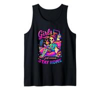 Girls Just Wanna Stay Home Cozy Skeleton Tank Top