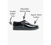 Girl's Kickers 115202 FRAGMA T-BUCKLE Girls School Shoes Patent Black