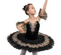 Girls Kids Black Professional Pancake Ballet Tutu - Swan Lake Themed Ballerina Dress for Child Dance Performances,A,110